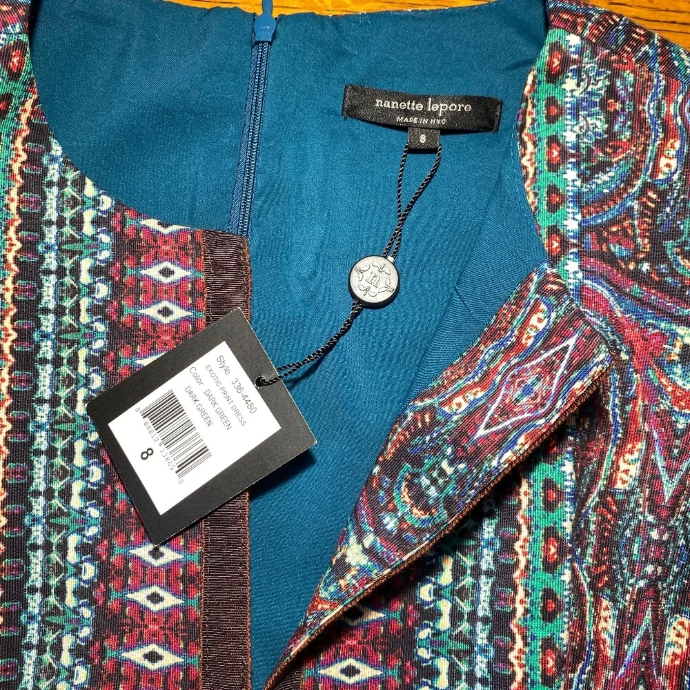 Nanette Lepore Exotic Print Split Neck Dress - Picture 3 of 5